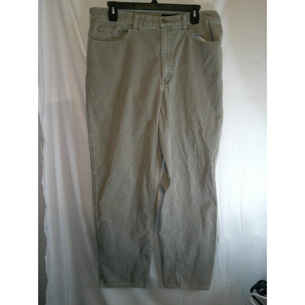 Vintage Eddie Bauer Corduroy Pants Straight Leg Casual Khaki Beige Mens 35x32